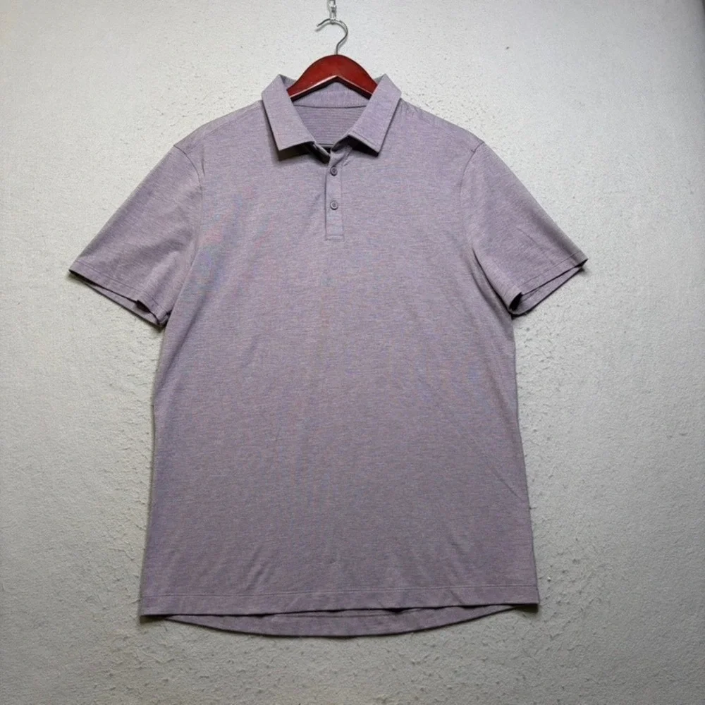 Lululemon Evolution Polo Shirt Mens Large Purple Heathered Short Sleeve Golf